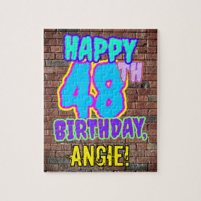 48th Birthday ~ Fun, Urban Graffiti Inspired Look Jigsaw Puzzle (Vertical)