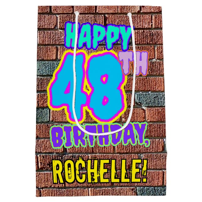 48th Birthday: Fun, Urban Graffiti Inspired Look Medium Gift Bag (Back)
