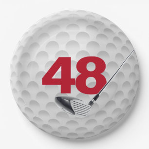 48th Birthday Golf Ball Design Paper Plate