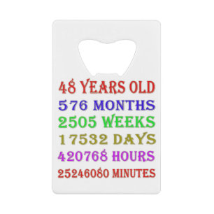 48th Birthday Milestones Credit Card Bottle Opener