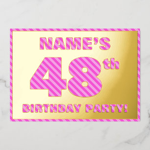 48th Birthday Party — Bold, Fun, Pink Stripes # 48