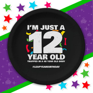48th Birthday Party Trapped Leap Year Day Feb 29th Paper Plate
