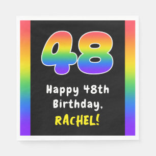 48th Birthday: Rainbow Spectrum # 48, Custom Name Napkin