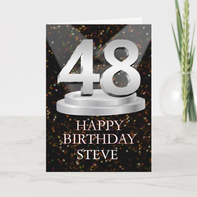 48th Birthday Spotlights Add A Name Card (Front)