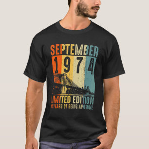 48th Birthday Vintage September 1974 48 Years Old T-Shirt