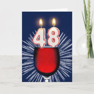 48th Birthday with wine and candles Card