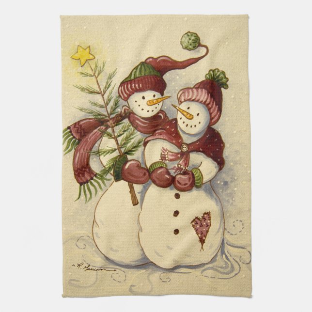 4924 Snowmen Christmas Kitchen Towel (Vertical)