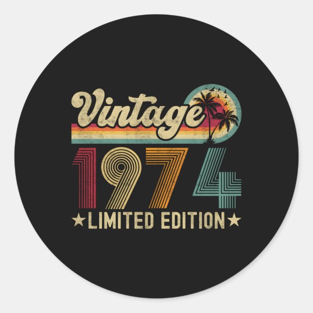 49 1974 49Th For Classic Round Sticker (Front)