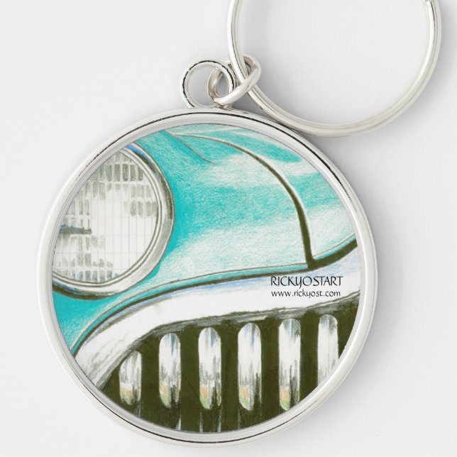 '49 Buick' Green vintage car keychain (Front)