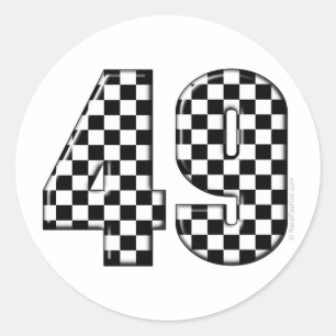 49 chequered number classic round sticker