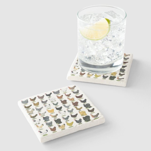 49 Chicken Hens Stone Coaster (Side)