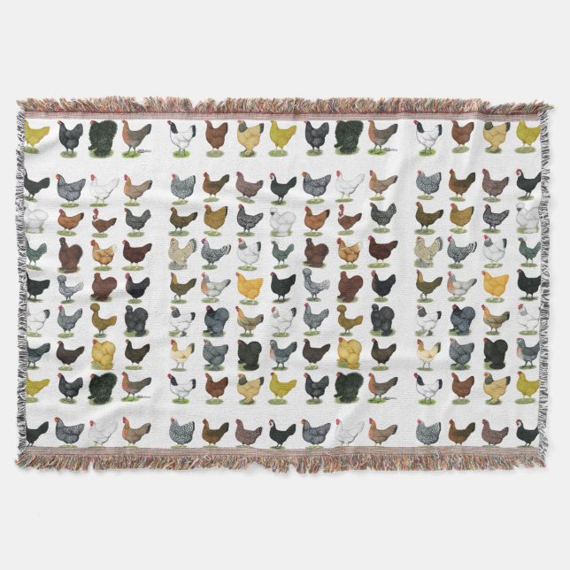 49 Chicken Hens Throw Blanket (Front)