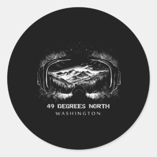 49 Degrees North Washington Ski Skiing Skier Classic Round Sticker