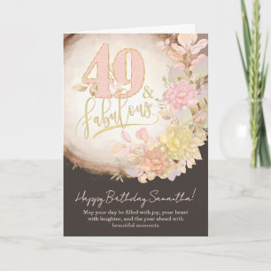 49 & Fabulous Floral Photo Personalized Birthday Card