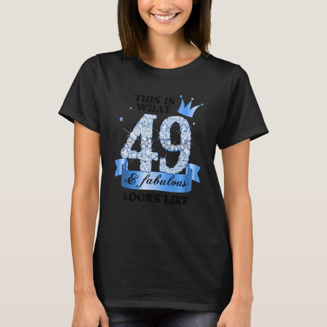 49 & Fabulous I Blue White Party Group Candid Phot T-Shirt (Front)