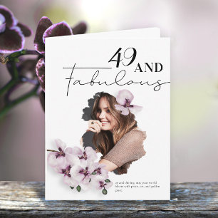 49 & Fabulous Orchid Photo Birthday Greeting Card