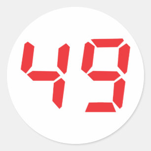 49 fourty-nine red alarm clock digital number classic round sticker