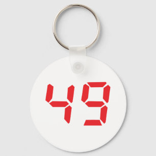 49 fourty-nine red alarm clock digital number keychain