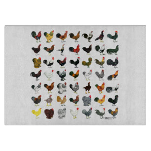 49 Roosters Cutting Board