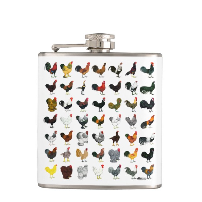 49 Roosters Hip Flask (Front)