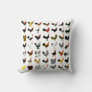 49 Roosters Throw Pillow
