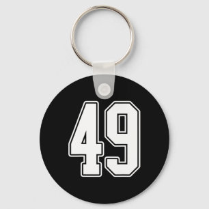 #49 White Outline Number 49 Sports Fan Jersey Styl Keychain