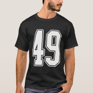 #49 White Outline Number 49 Sports Fan Jersey Styl T-Shirt