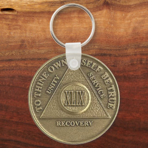 49 Year CUSTOM NAME Sober Medallion Keychain