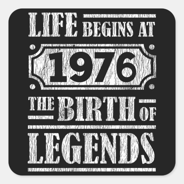49 Year Old 1976 Birth Of Legend 49th Birthday Square Sticker (Front)