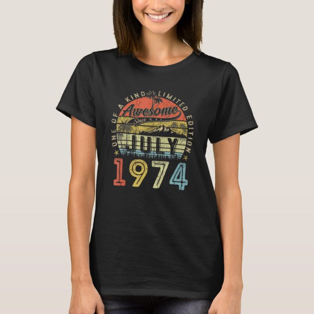 49 Year Old Awesome Since July 1974 49th Birthday T-Shirt (Front)