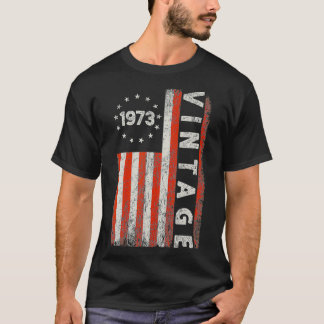 49 Year Old Gifts Vintage 1973 American Flag 49th T-Shirt