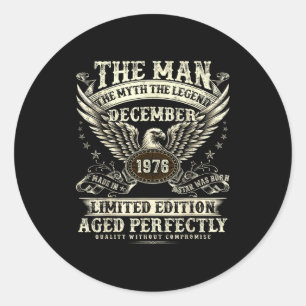 49 Year Old Legend Were Born In December 1976 Birt Classic Round Sticker