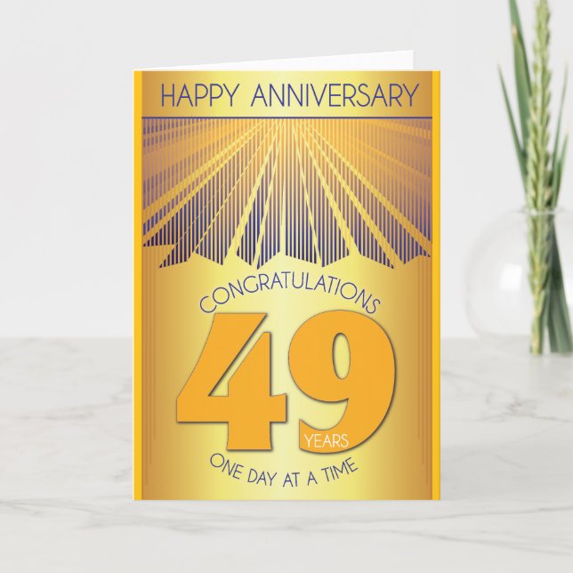 49 Year Sober Anniversary | Golden Ray 12 Step Card (Front)