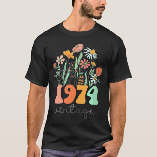 49 Years Old 1974 49Th Women Birthday Wildflower T-Shirt