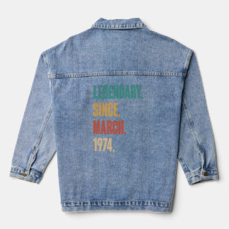 49 Years Old Vintage 1974 Birthday March 49th Deco Denim Jacket