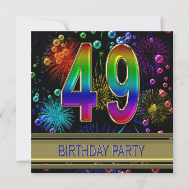 49e fête d'anniversaire Invitation avec bulles (Devant)