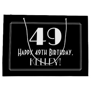 49th Birthday: Art Deco Inspired Style "49", Name Large Gift Bag