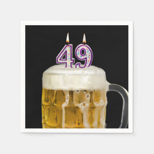 49th Birthday Beer on black Napkin