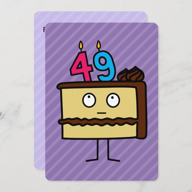 49th Birthday Cake with Candles Invitation (Front/Back)