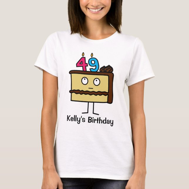 49th Birthday Cake with Candles T-Shirt (Front)