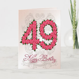 49th birthday card with roses and leaves