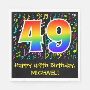 49th Birthday - Colourful Music Symbols, Rainbow 4 Napkin