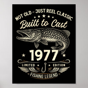 49th Birthday Fishing Gift Men Original 1977 Lied Poster
