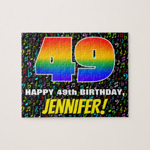 49th Birthday — Fun, Colourful Music Symbols & “49 Jigsaw Puzzle