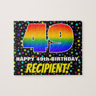 49th Birthday — Fun, Colourful Star Field Pattern Jigsaw Puzzle