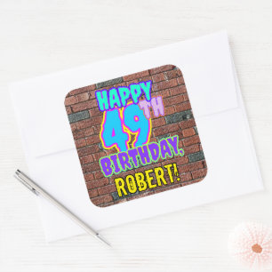 49th Birthday – Fun, Urban Graffiti Inspired Loo Square Sticker
