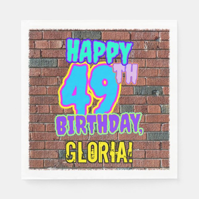 49th Birthday ~ Fun, Urban Graffiti Inspired Look Napkin (Front)
