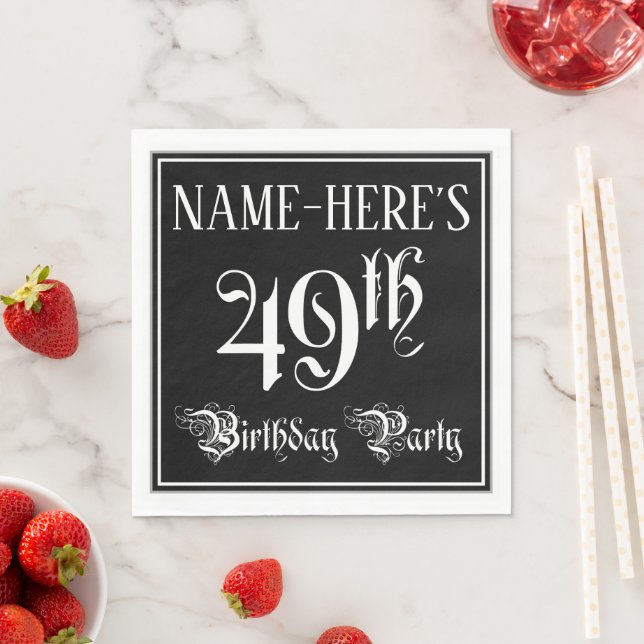 49th Birthday Party — Fancy Script + Custom Name Napkin (Insitu)