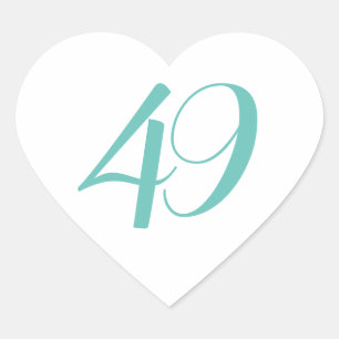49th Birthday Party Teal Forty Nine Custom Age Heart Sticker