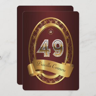 49th,birthday party woman man,elegant colour invitation